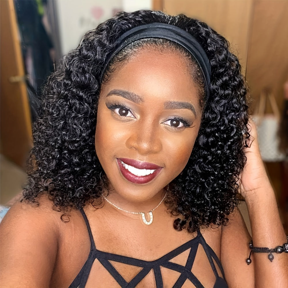 Headband Wig Human Hair Short Curly Pixie 14 Inch No Glue No Lace Glueless Wear and Go Natural Black Beginner Friendly for Women Daily Wear Travel Work Easy Install - product image 7