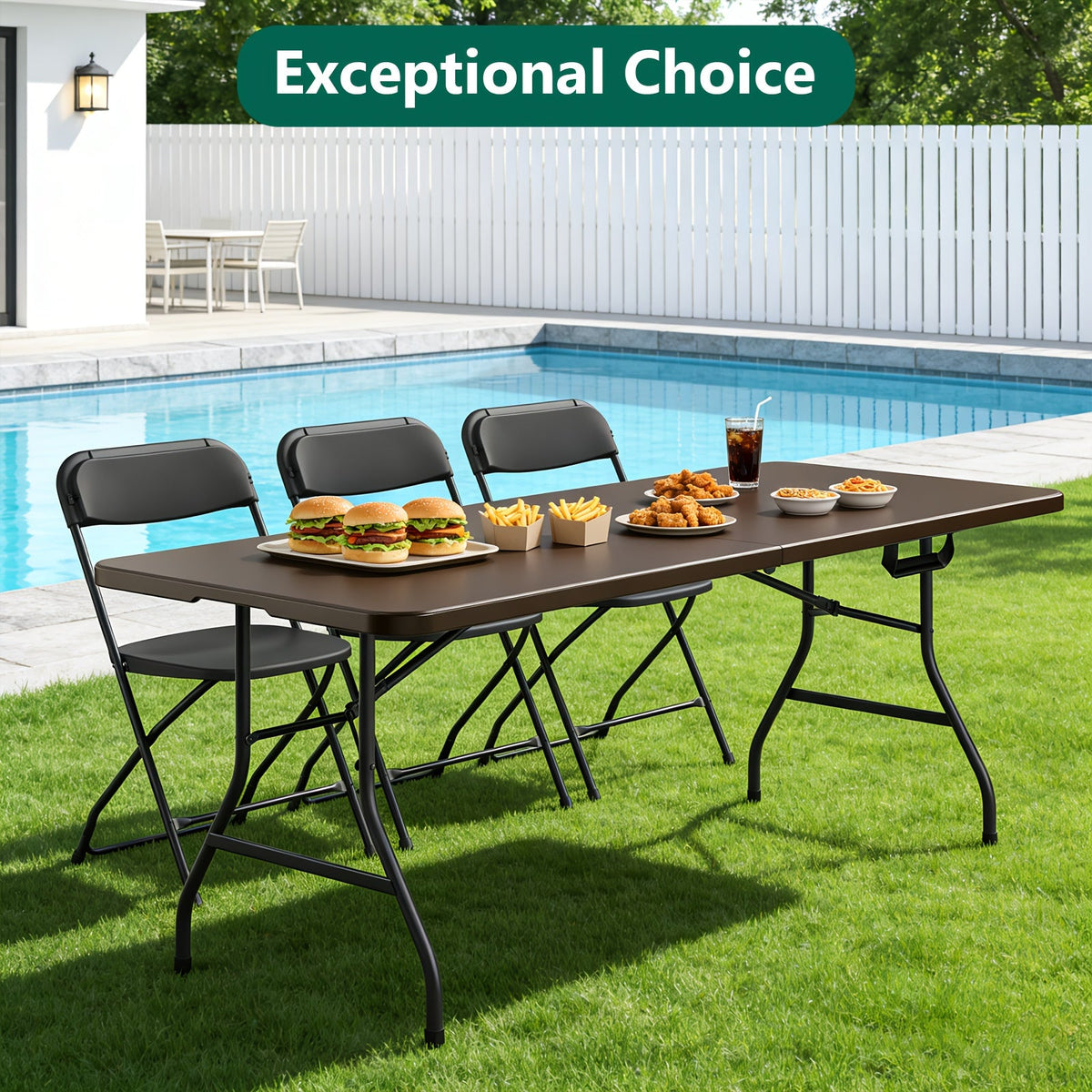 Collapsible Outdoor Dining and Utility Table 4ft 6ft Multi-Purpose Folding Desk for Camping Backyard Weddings Living Room Card Games Study Home Office