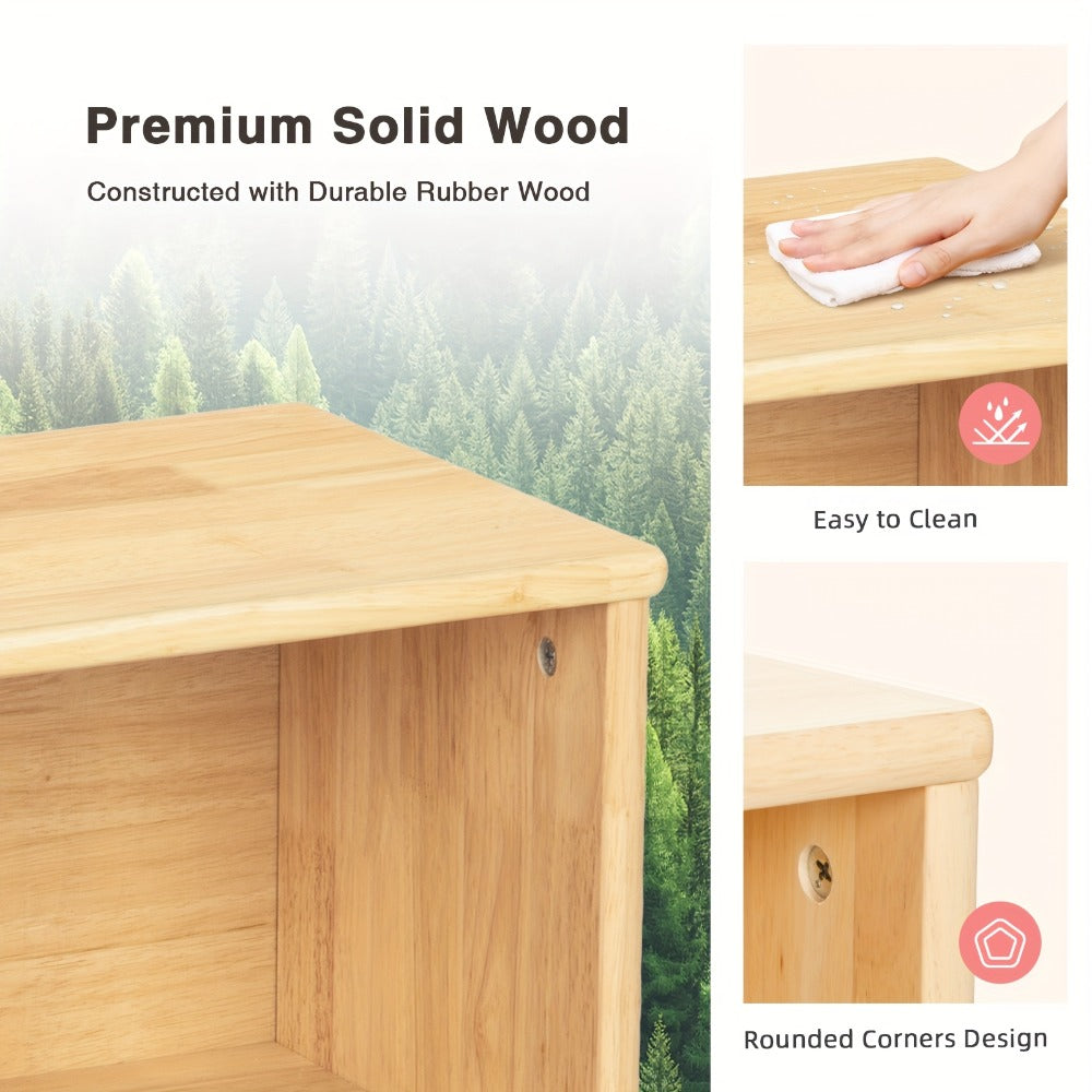 Rubber Wood 5-Compartment Bookshelf 35.4" – 2-Tier Wooden Storage Cabinet for Classroom, Playroom & Preschool | Kids Book Organizer Shelf for Daycare, Bedroom & Living Room | 5-Sec - product image 4