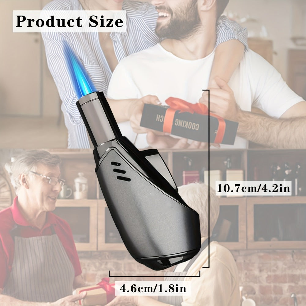 Torch Lighter Refillable Windproof Pocket Lighter with Punch Safety Lock High-Pressure Jet Flame Igniter for Cigar Candle Charcoal BBQ Cool Gift for Men Silver Gift Box - product image 4