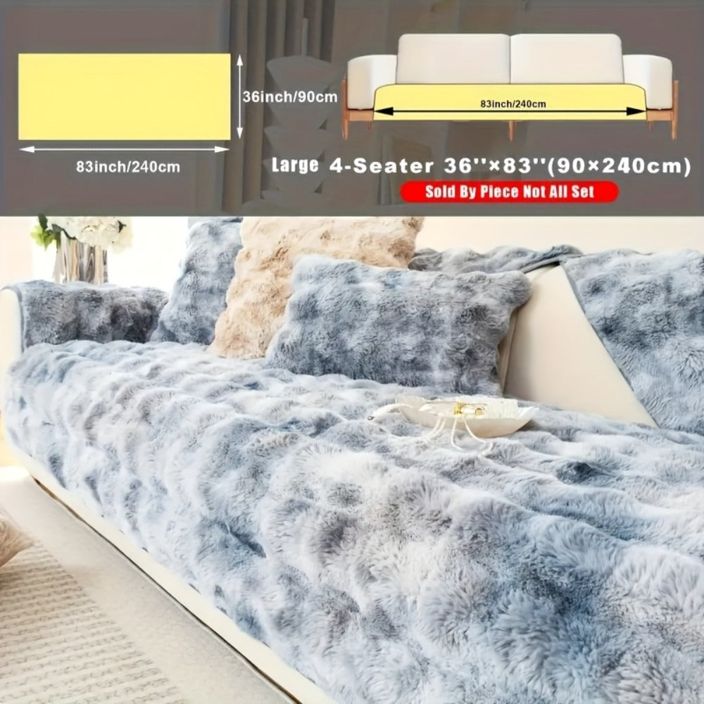 Plush Sofa Cover Faux Lamb Thick Fluffy Couch Slipcover Pet Friendly Machine Washable Gradient Color Polyester Furniture Protector for Armchair Single Double Triple Sofa Living Roo - product image 5