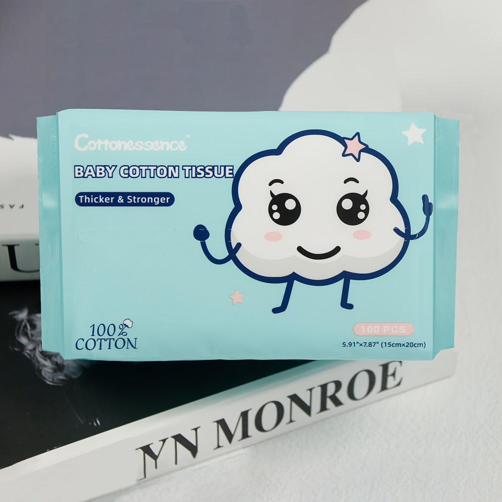 100% Cotton Disposable Face Towels Draw-Style Box 200 400 600 Count — Soft Thick Lint-Free Cleansing Wipes for Facial Care Makeup Removal Wet & Dry All Skin Types Women - product image 2