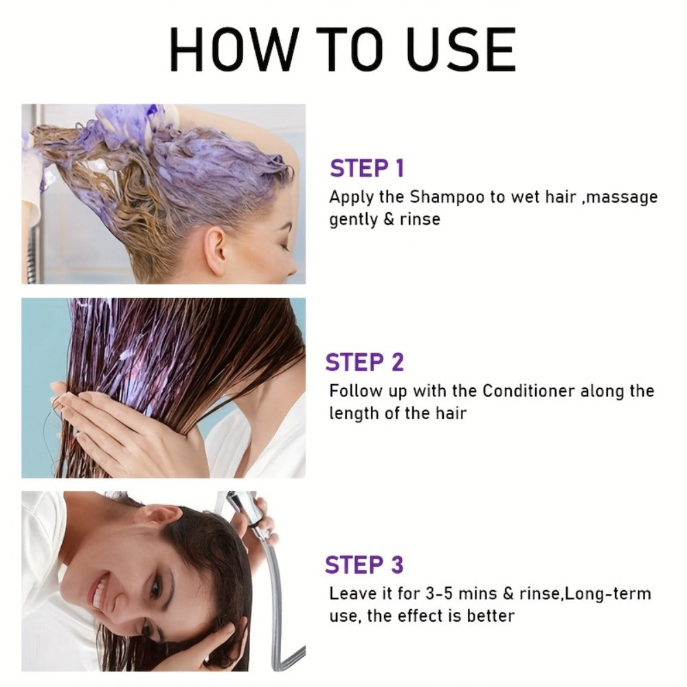 Purple Shampoo and Conditioner Set 2PCS for Blonde Silver Platinum Hair - Toning Brass & Yellow Neutralizer, Strengthens Roots, Improves Shine & Flexibility, Color-Treated Hair Car - product image 11
