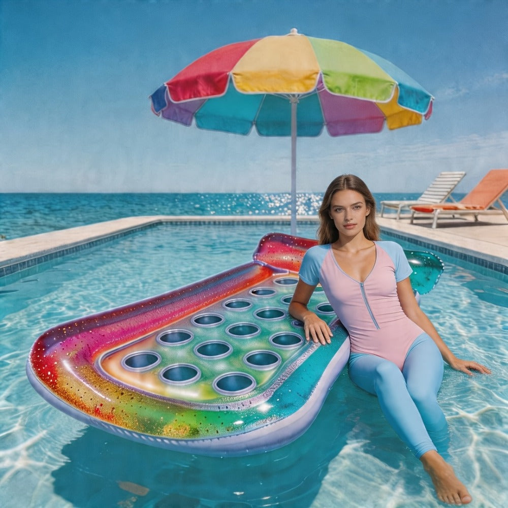 Inflatable Pool Float Sequin Gradient, Rectangular PVC Floating Bed with Ventilation Holes & Flash Gradient Colors, Buoyancy Water Lounge for Indoor Outdoor Pool Beach Lake - product image 7