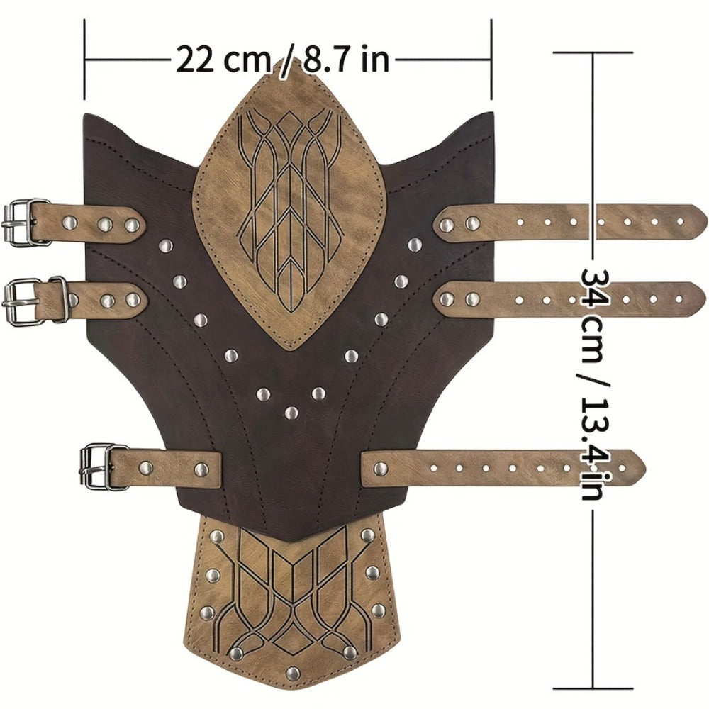 Halloween Knight Gloves LARP Cosplay Renaissance Faire Role Play Costume Prop, Black | Elf Arm Guards 2pcs Medieval Embossed Faux Leather Fantasy Buckle Armor - product image 2