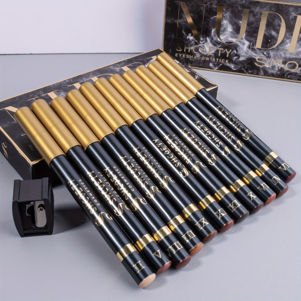 Eyeshadow Pencil Set 12pcs for Women — Matte & Shimmer Thick Stick Foam Eye Shadow Sticks, Blendable Multi-Color Eyeliner Eyeshadow Pencils for Easy All-in-One Eye Makeup Looks - product image 10