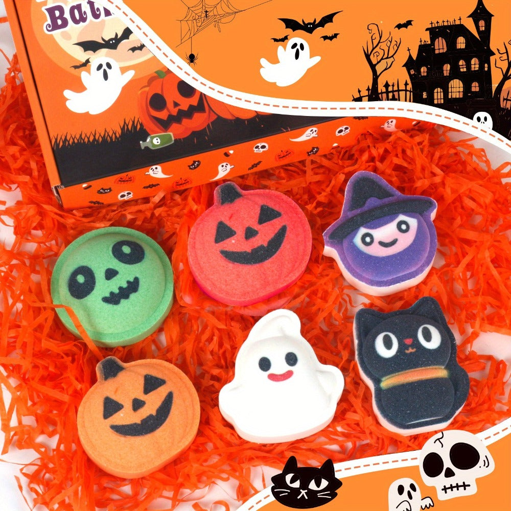 Halloween Bath Bombs Gift Set 5 Pcs Individually Wrapped - Pumpkin Bat Skull Black Cat Shapes Essential Oil Fizzy Bath Salts, Spooky Spa Gift for Women Men Kids, Halloween Party Fa - product image 14