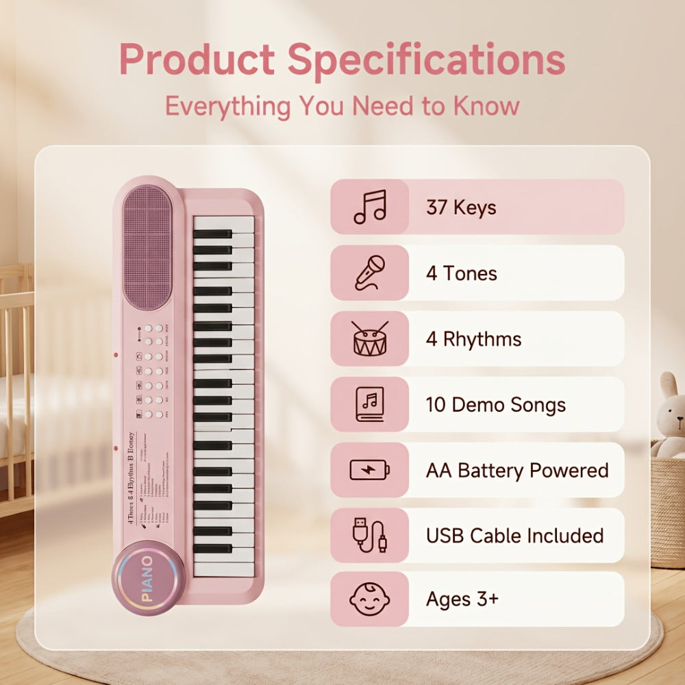 Kids Electronic Keyboard Piano 37 Keys with Microphone – Multi-Function Musical Instrument Toy for Children – Birthday Christmas Holiday Gift – Educational - product image 9
