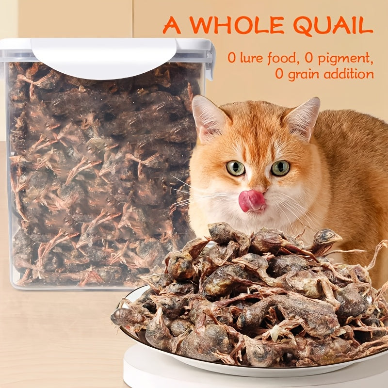 High Protein Natural Raw Diet Snack, Ready to Serve, No Cooking Required, Cleaned & Prepared for Cats & Kittens | Air-Dried Whole Quail Cat Treats 70g - product image