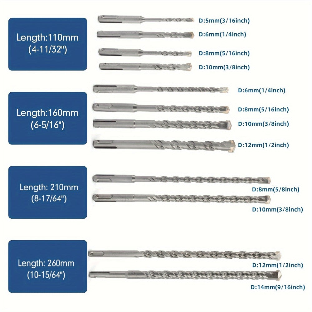 17PCS SDS Plus Hammer Drill Bits and Chisel Set Carbide-Tipped Masonry Drill Bits for Concrete Stone Brick with Portable Storage Case Professional Rotary Hammer Bit Kit - product image 3
