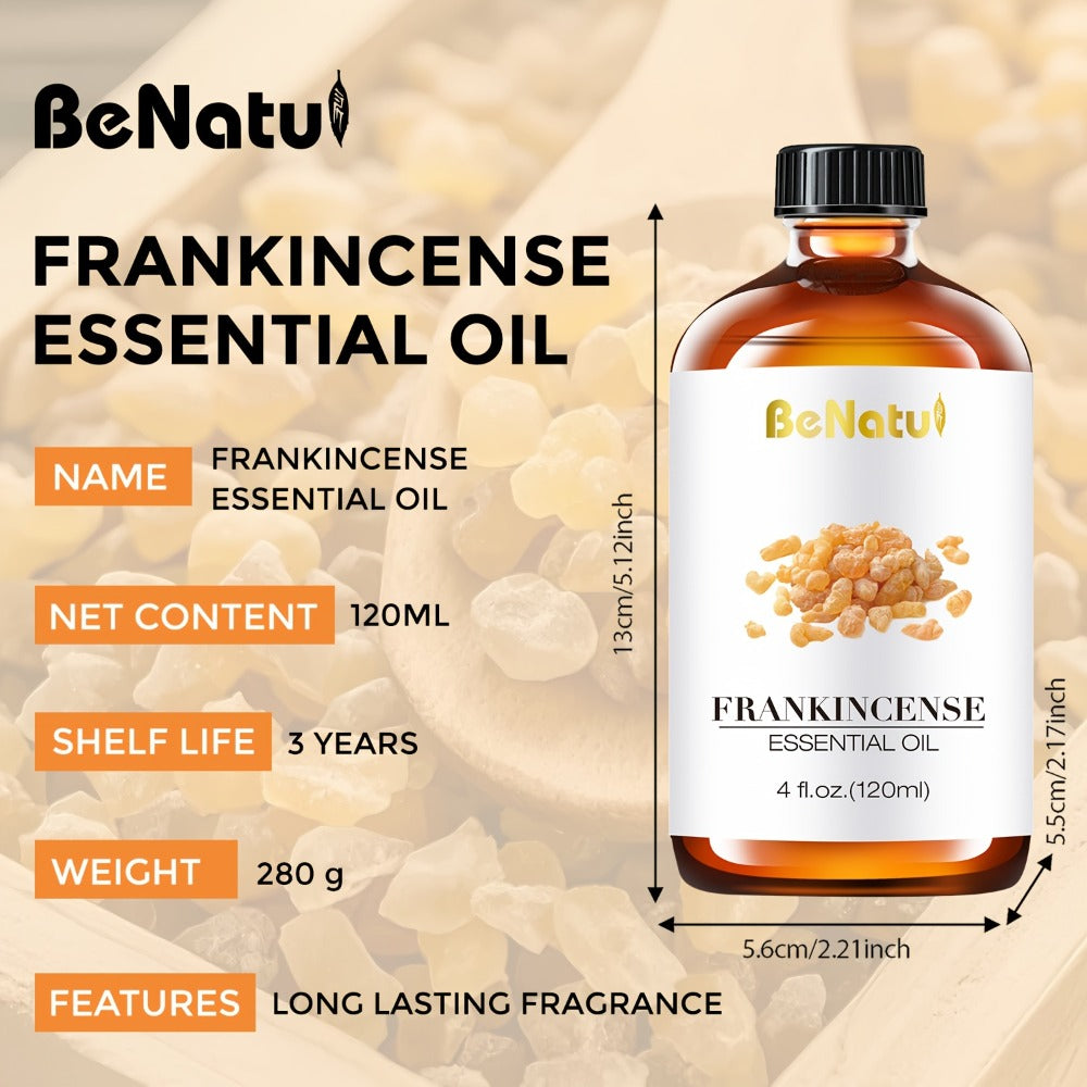 Pure Essential Oil Set 4.06 oz — Frankincense, Lemon, Lemongrass & Rosemary Oils for Massage, Bath, Hair, Skin & Nail Care, Aromatherapy Gift for Women, Mother's Day & Birthday Gif - product image 6