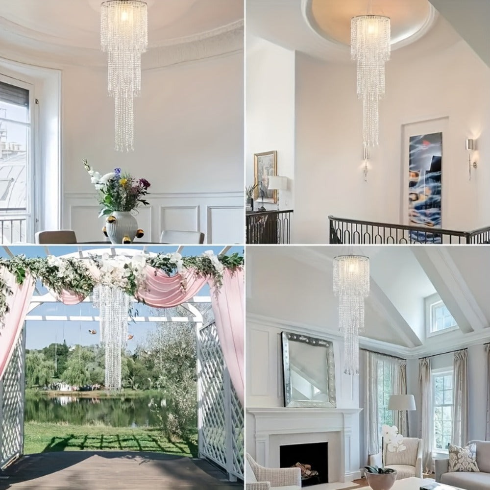 Crystal Beaded Chandelier Lampshade Acrylic Sparkling Droplets Elegant Ceiling Light Fixture Cover for Wedding Party Home Decor Multiple Sizes Branch Style Beadwork Pendant Shade - product image 17