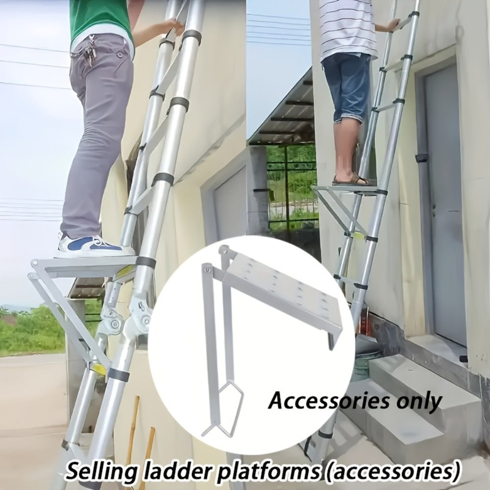 Ladder Platform Scaffold Board 400 lb Heavy Duty Non-Slip Work Tray Retractable Workstation Tool Tray Attachment for Extension Ladders Easy Install Silver - product image