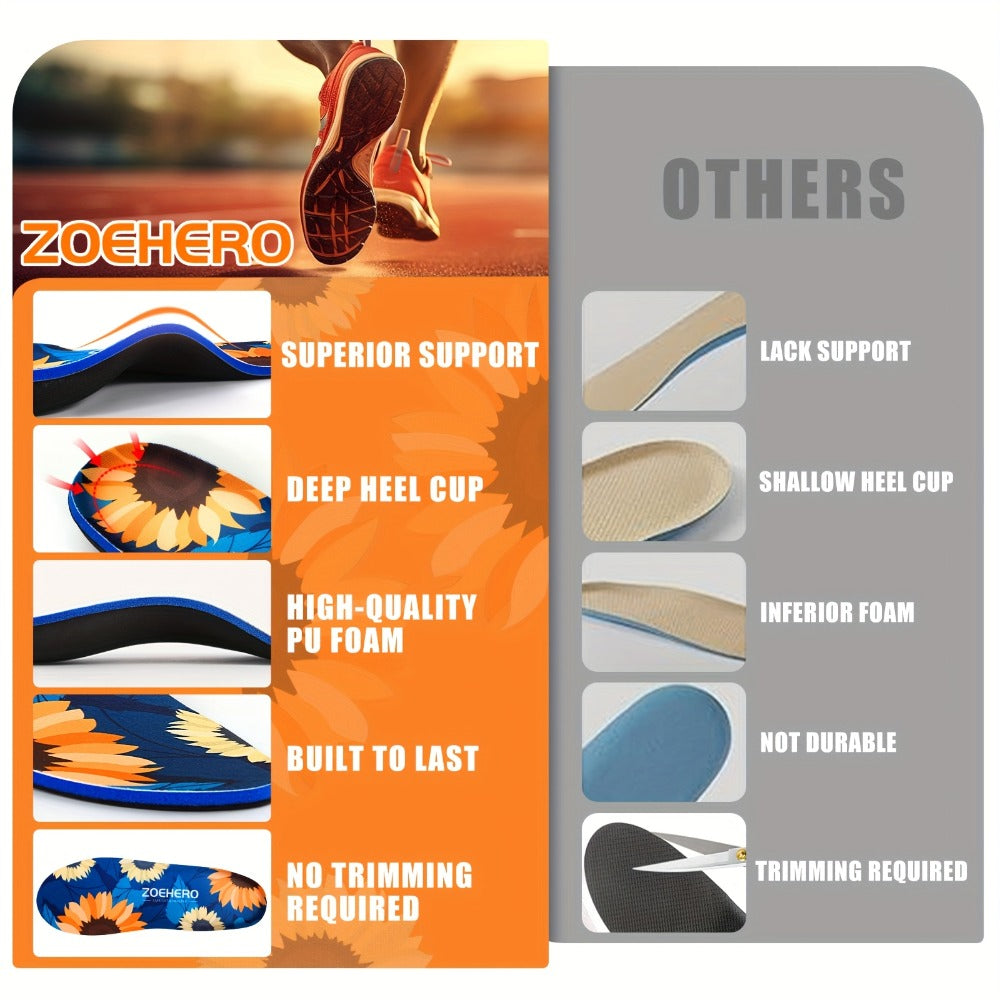 Arch Support Insoles for Men & Women - Heavy Duty Flat Feet Shoe Inserts for All-Day Standing, Running, Walking & Work Boots - Deep Heel Cup, Shock Absorption, 10 Sizes No Trimming - product image 5