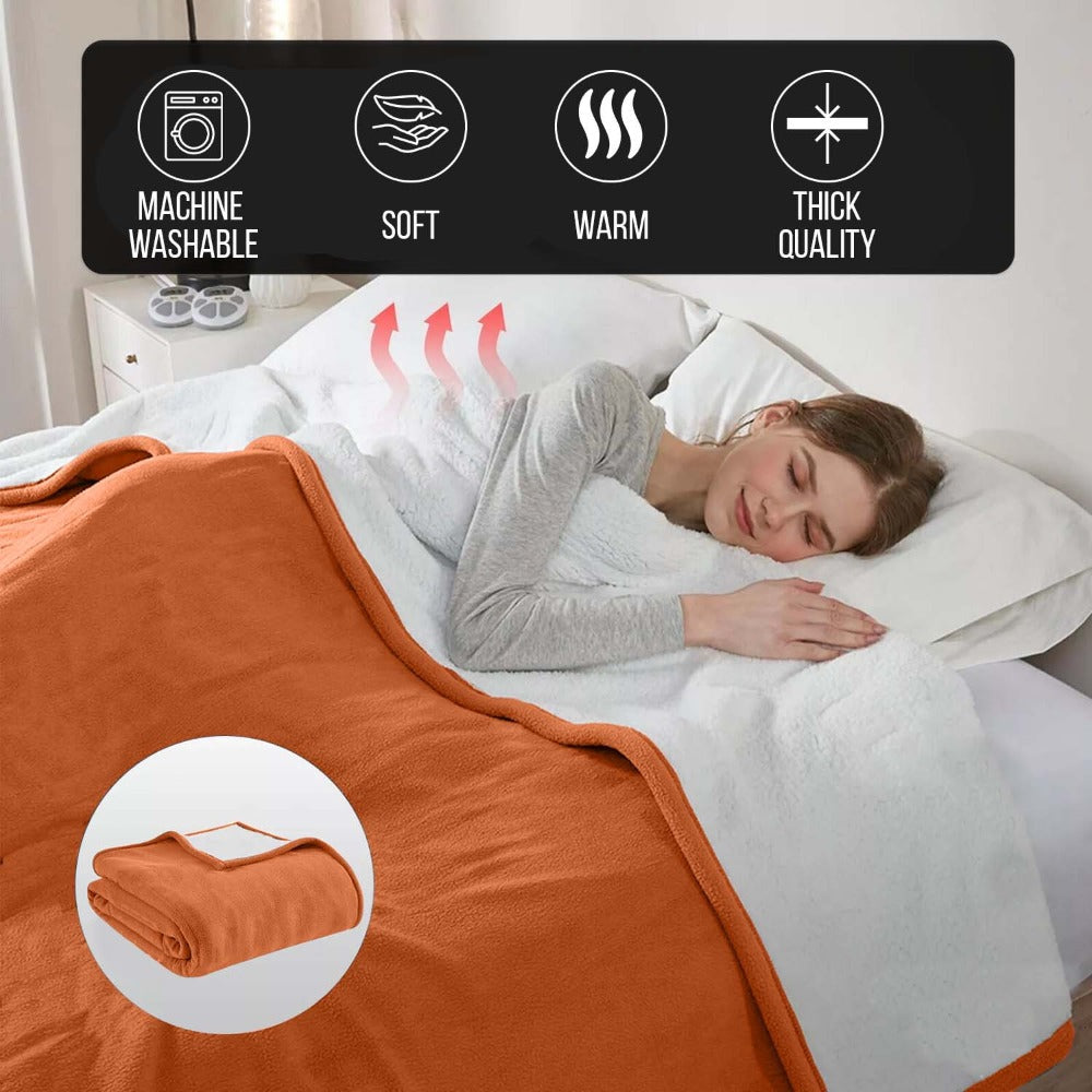 480GSM Sherpa Fleece Blanket – Double-Sided Heavy Warm Throw for Couch, Bed & Travel, Reversible All Season, 13 Colors, 3 Sizes - product image 37