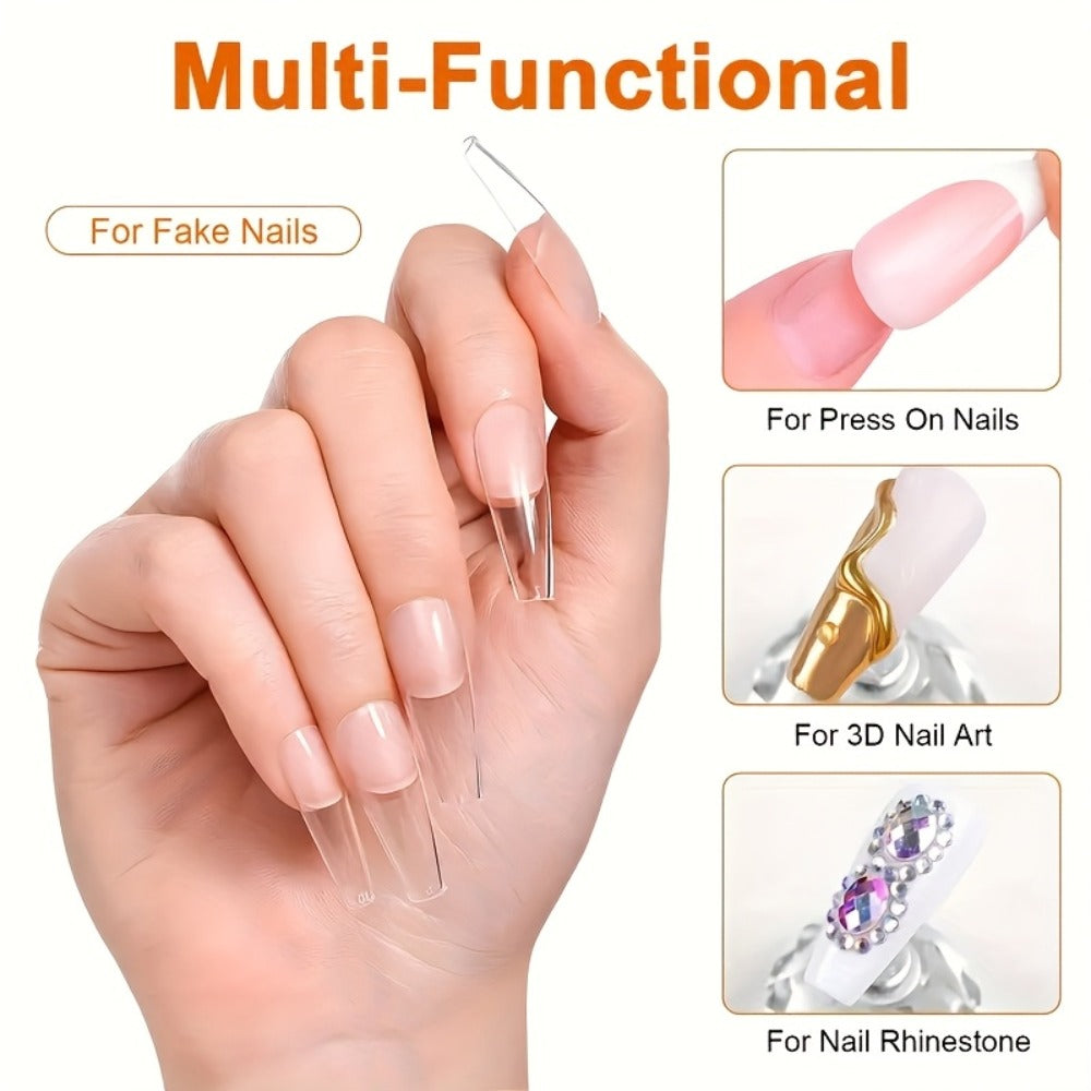 Poly Nail Extension Gel Clear 100g 2-Piece Set – Non-Stick Odorless Soak-Off LED Gel for 3D Nail Sculpture, Rhinestone Adhesive & Nail Art, Beginner & Salon Nail Extension Kit - product image 4