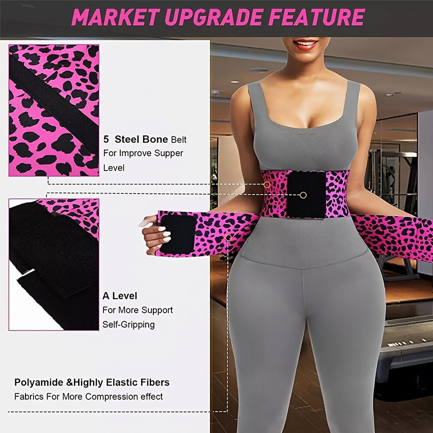 Leopard Print High Compression Back Support Waist Trainer Belt Gym Waist Cincher Trimmer Belt Tummy Control Body Shaper with Triple Wrap - product image 14