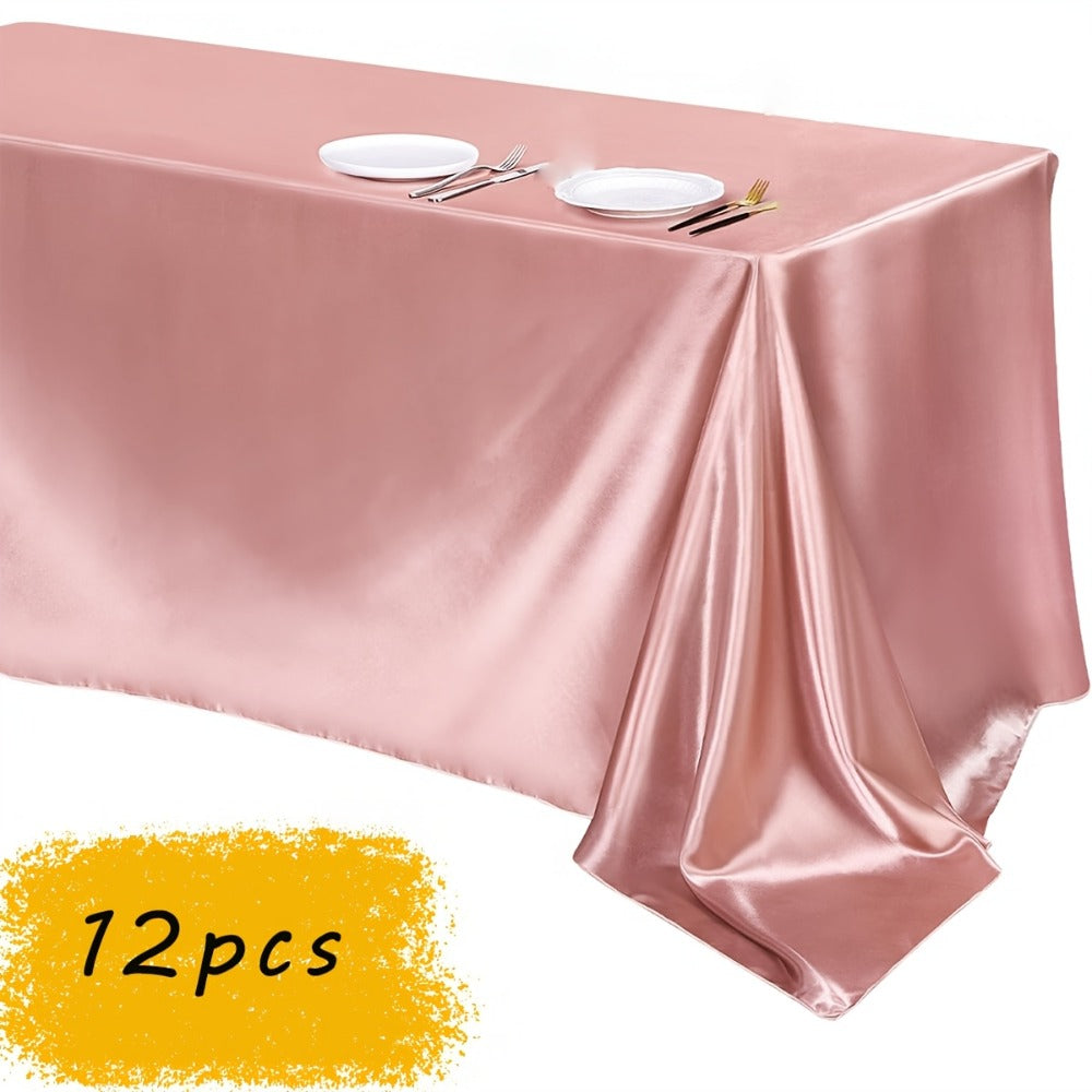Satin Tablecloth 12pcs 57"x102" Rectangular Silky Smooth Fabric Table Cover for Wedding Banquet Birthday Party Holiday Event - product image 10