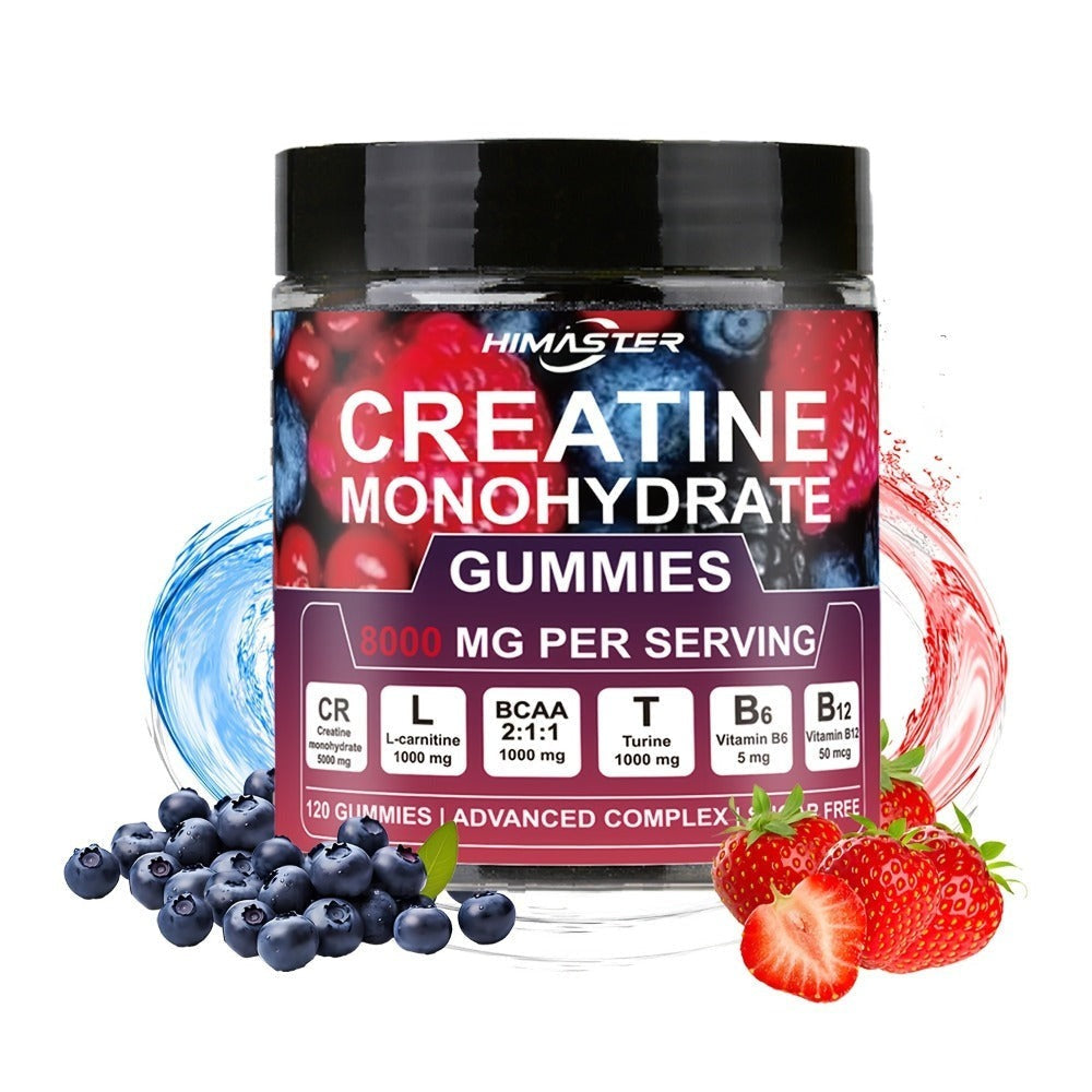 Creatine Monohydrate Gummies 8000mg Blueberry Flavor – with L-Taurine, BCAA, Vitamin B6 & B12 | Pre-Workout Muscle Strength & Endurance Supplement for Men & Women | 120 Count | Yea - product image 7