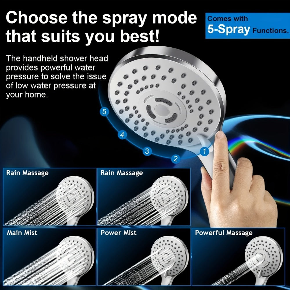 High Pressure Rainfall Shower Head Combo with Handheld Spray – 9 Spray Settings, 180° Adjustable Bracket, Stainless Steel Hose, Anti-Clog Nozzles, Modern Bathroom Shower System - product image 4
