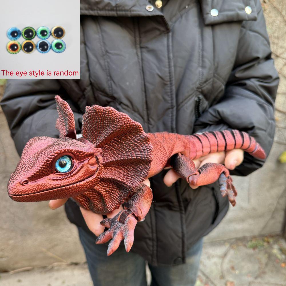 Frilled Neck Lizard Figurine 3D Printed | Large Umbrella Lizard Animal Sculpture 8 Color Styles, Reptile Collectible Desk Decor Unique Gift for Reptile Lovers Kids Teens Adults