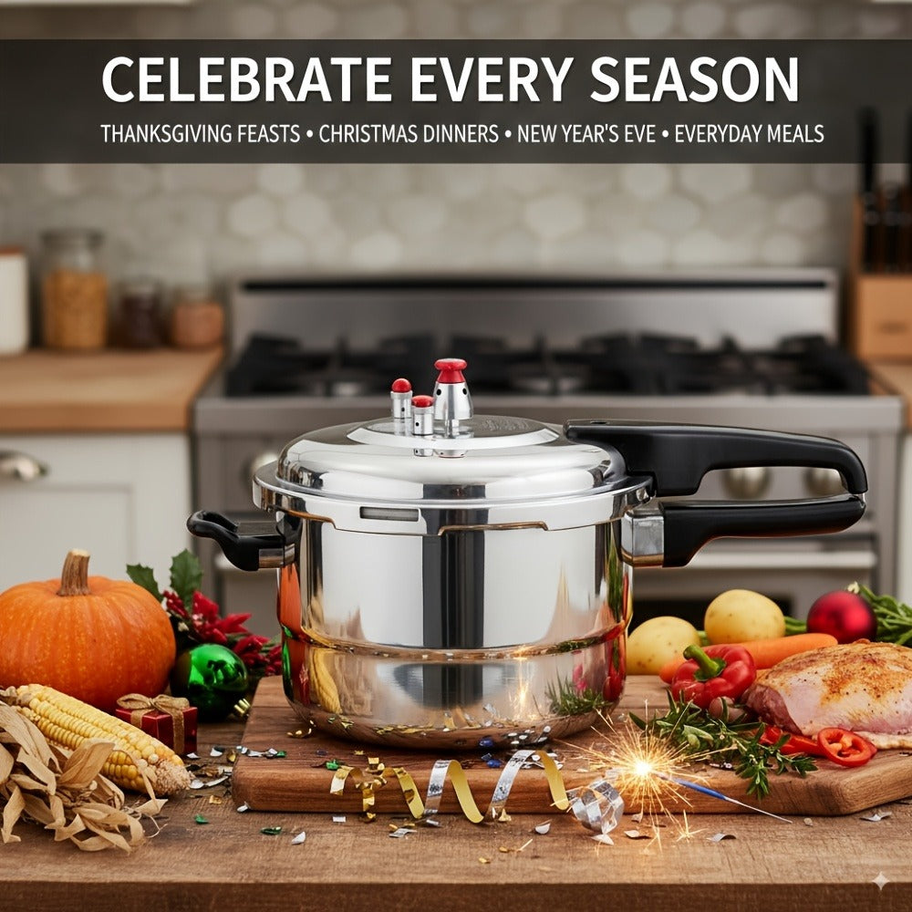 Aluminum Pressure Cooker Stovetop - 4.5Qt & 8Qt with Exhaust Valve & Multiple Safety Protections, Compatible with Gas & Induction Stoves, Canning Rack Included, Family Meals & Cate - product image 4