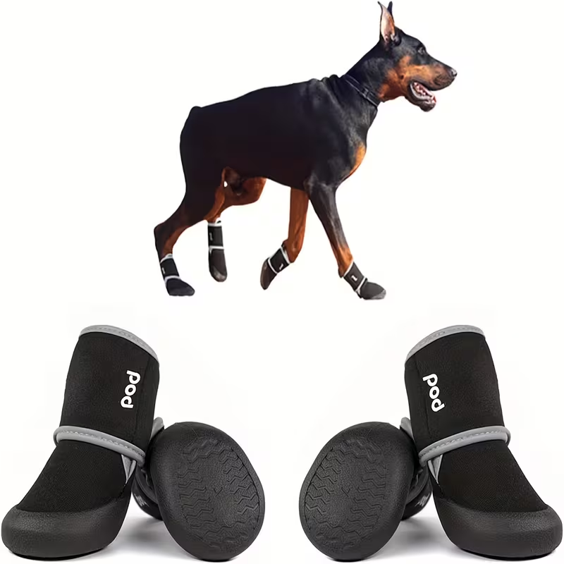 Dog Boots Waterproof Non-Slip Reflective Shoes for Medium & Large Dogs | Soft Wear-Resistant Paw Protector with Safety Reflective Tape, All-Season Dog Footwear - product image