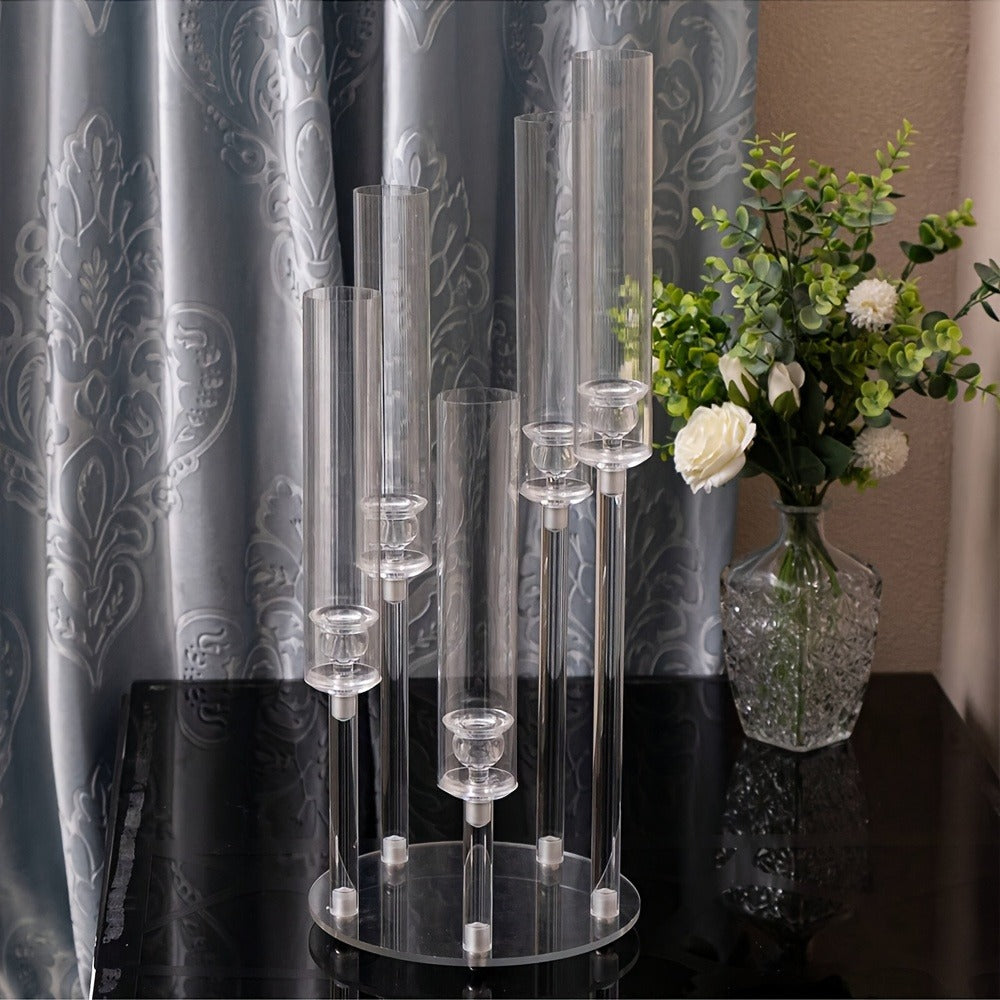 Acrylic Candelabra Candle Holder – Clear Crystal 5-Arm & 6-Arm Taper Candlestick Holders for Wedding Centerpiece, Dining Table, Party & Anniversary Decor - product image 8
