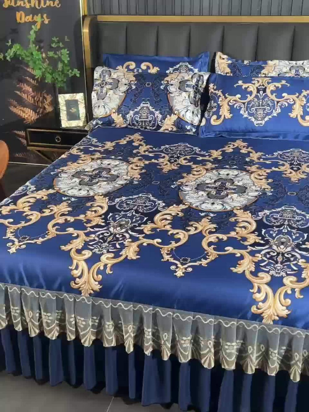 Floral Ruffle Bed Skirt Cool Mat 3 Piece Set with Pillowcase, Double Layer 360° Full Wrap Washable Cooling Mattress Cover, Breathable Summer Bedding Set for Twin Full Queen King, P - product image 11