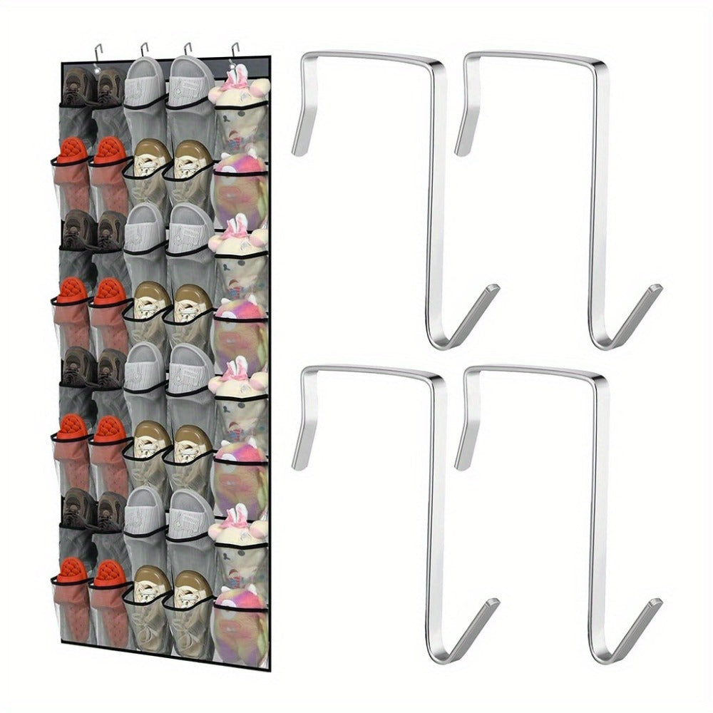 Over the Door Shoe Organizer 40 Pockets with 4 Hooks – Durable Fabric Hanging Shoe Storage for Closet, Entryway & Bedroom – Space-Saving Door Shoe Rack in Gray, White & Black - product image 2
