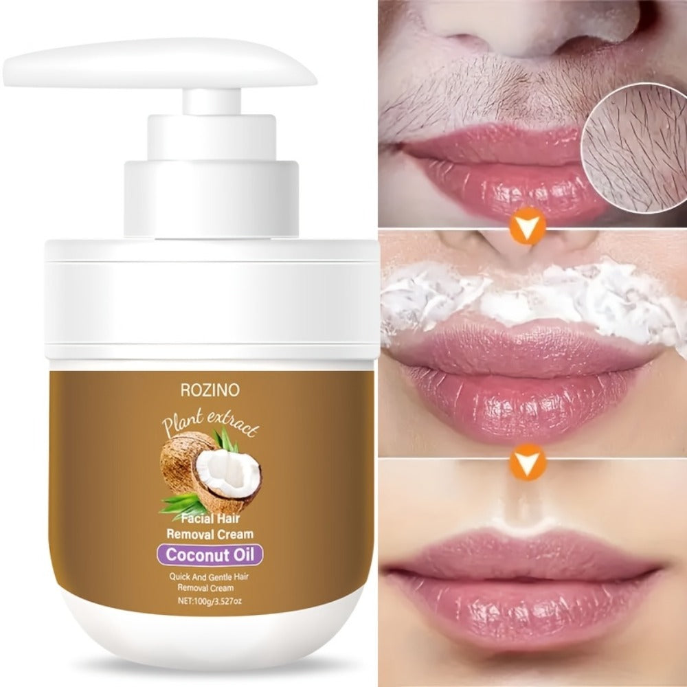 Coconut Oil Hair Removal Cream 2-Pack Gentle Depilatory for Women & Men — Natural Ingredients Deeply Hydrating Minimizes Irritation, Smooth Skin for Face Legs Arms Body, At-Home Pa - product image