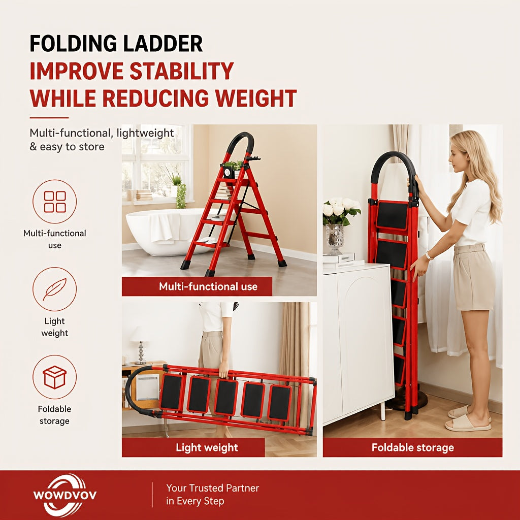 1pc Heavy-Duty 2/3/4/5-Step Portable Folding Ladder, 500 Lbs Load Capacity, Durable Plastic Material with Non-Slip Steps, Lightweight and Portable, Suitable - product image 11