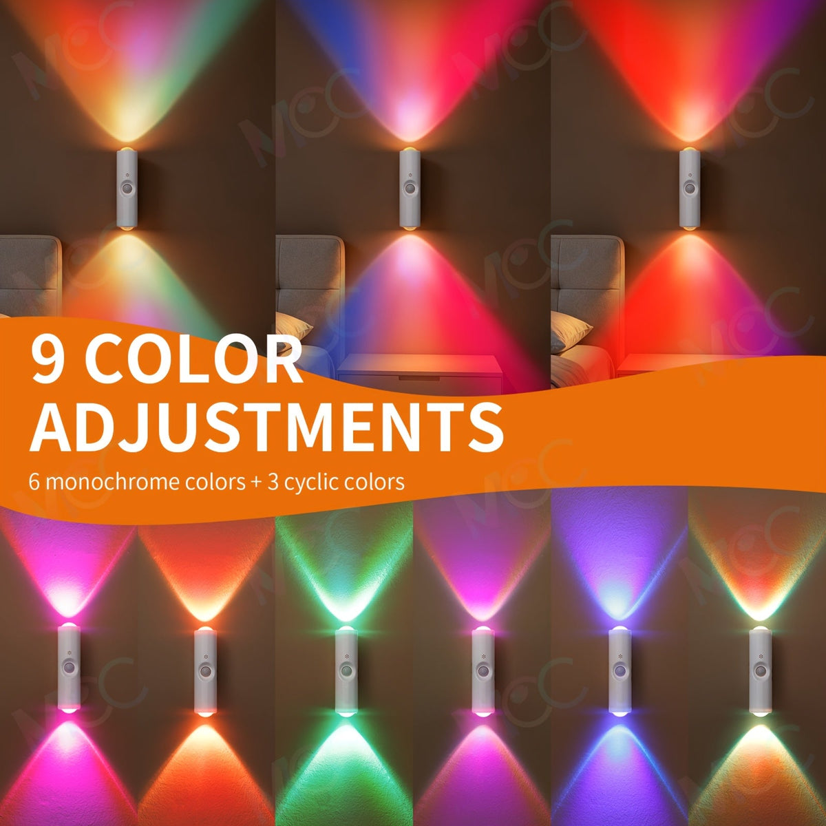 LED Magnetic Night Light Dual Voice & Motion Sensor – 9 Colors Dimmable, 665mAh Battery, Drill-Free Magnetic Install for Hallway, Bedside & Storage Room Ambient Lighting - product image 10