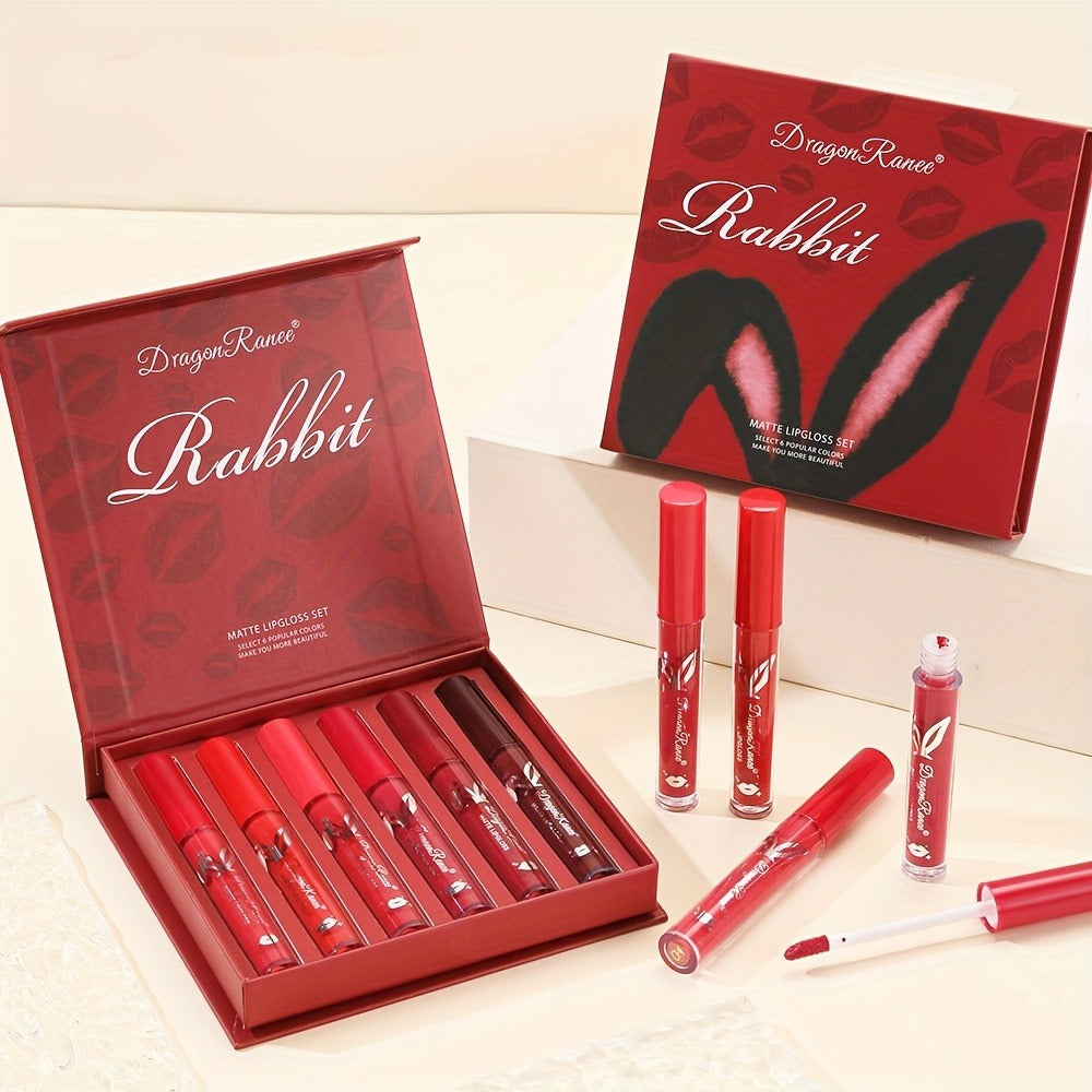 Red Lip Glaze Gift Set 6pcs in Elegant Box — Long-Lasting Smudge-Proof Glazed Finish, Smooth Paste Formula, All-Day Wear Versatile Lip Color for Beginners & Beauty Lovers, Holiday  - product image 9