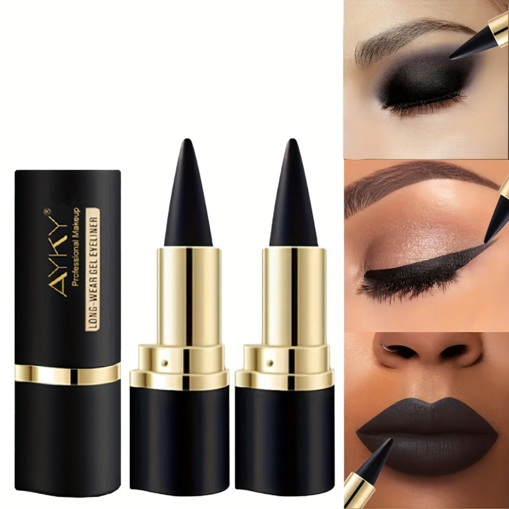 Waterproof Gel Eyeliner Stick 2 or 4PCS 24-Hour Long-Lasting Matte Fast-Drying Non-Smudge Eye and Lip Liner with Brush - Black Brown Everyday Party Makeup Women - product image 2