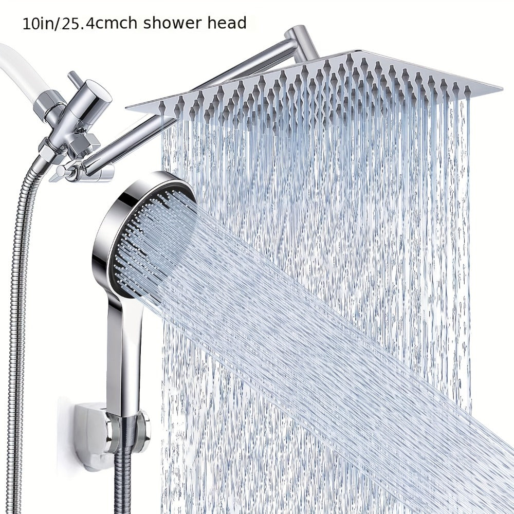 High Pressure Rainfall Handheld Shower Head Combo, 11-Inch Extension Arm, 9 Settings, 180° Adjustable, Anti-Leak with Holder, Chrome & Matte Black, 8/10/12 Inch - product image 5