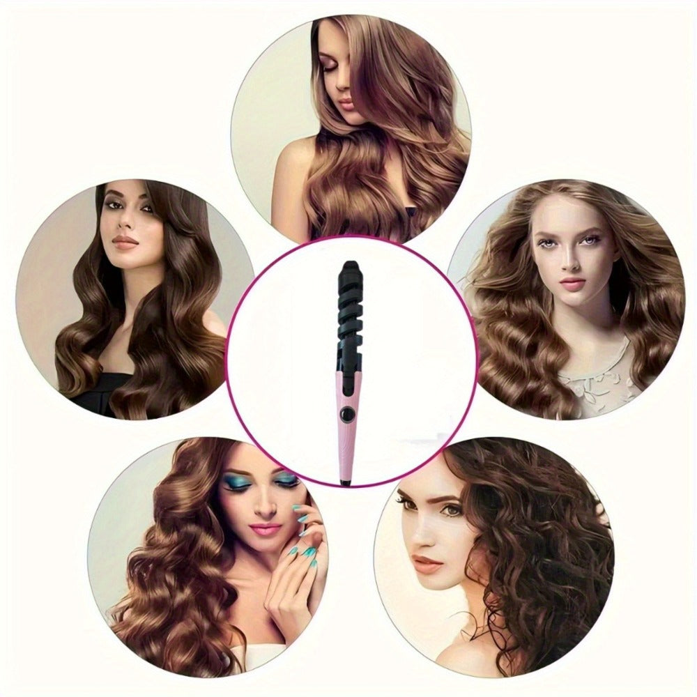 Automatic Spiral Curling Iron Ceramic Anti-Tangle – Professional Auto Curler One-Button Easy Operate Hair Styling Tool with Comb & 2 Clips for All Hair Types – Blue, Pink - product image 9