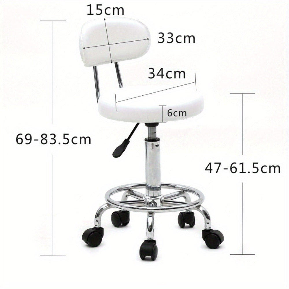 Saddle & Round Salon Stool with Backrest 360-Degree Swivel — Adjustable Height Professional Chair for Salon, Spa, Barber, Kitchen & Bistro, Black & White, 2 Styles - product image 4