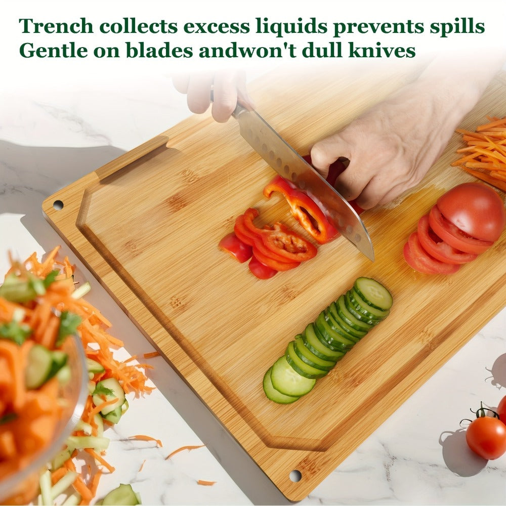 Cutting Board with Juice Groove – Non-Slip Chopping Board & Cheese Platter for Meat, Cheese, Bread, Vegetables & Fruits, XL & Bamboo Options, Kitchen Gadget Gift for Home, Dorm & H - product image 2