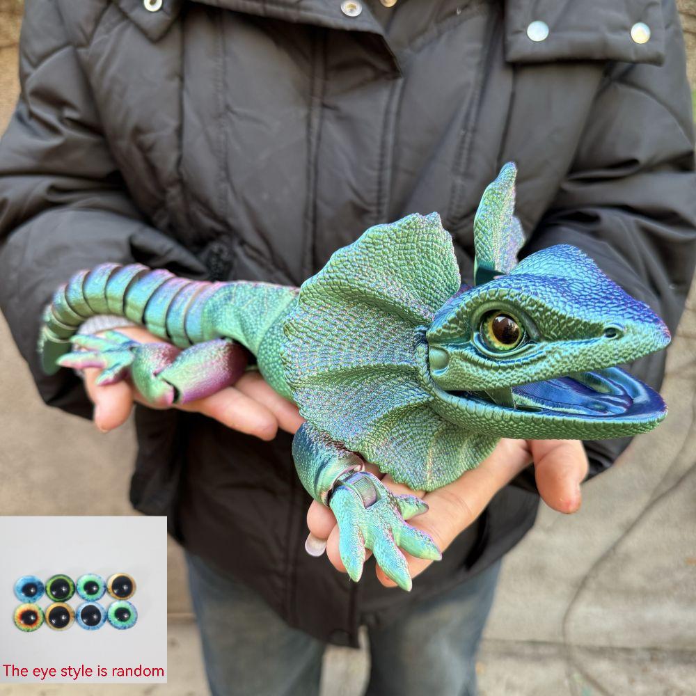 Frilled Neck Lizard Figurine 3D Printed | Large Umbrella Lizard Animal Sculpture 8 Color Styles, Reptile Collectible Desk Decor Unique Gift for Reptile Lovers Kids Teens Adults