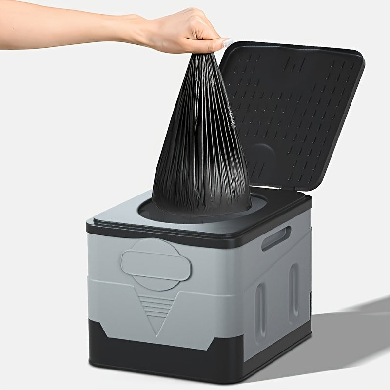 Collapsible Camping Toilet Portable Porta Potty for Adults Kids with Lid Drain Hole Waterproof Thick PP Plastic Luggable Loo for Hiking Car Travel Outdoor Emergency Use Storage Box