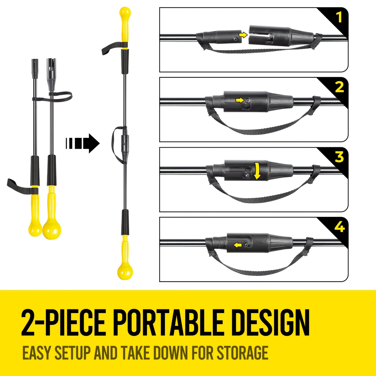 Portable Softball Practice Bat for Individual Coaching, Batting Drills & Swing Mechanics Training, Yellow | Baseball Swing Trainer Hitting Stick 54 Inch with - product image 3