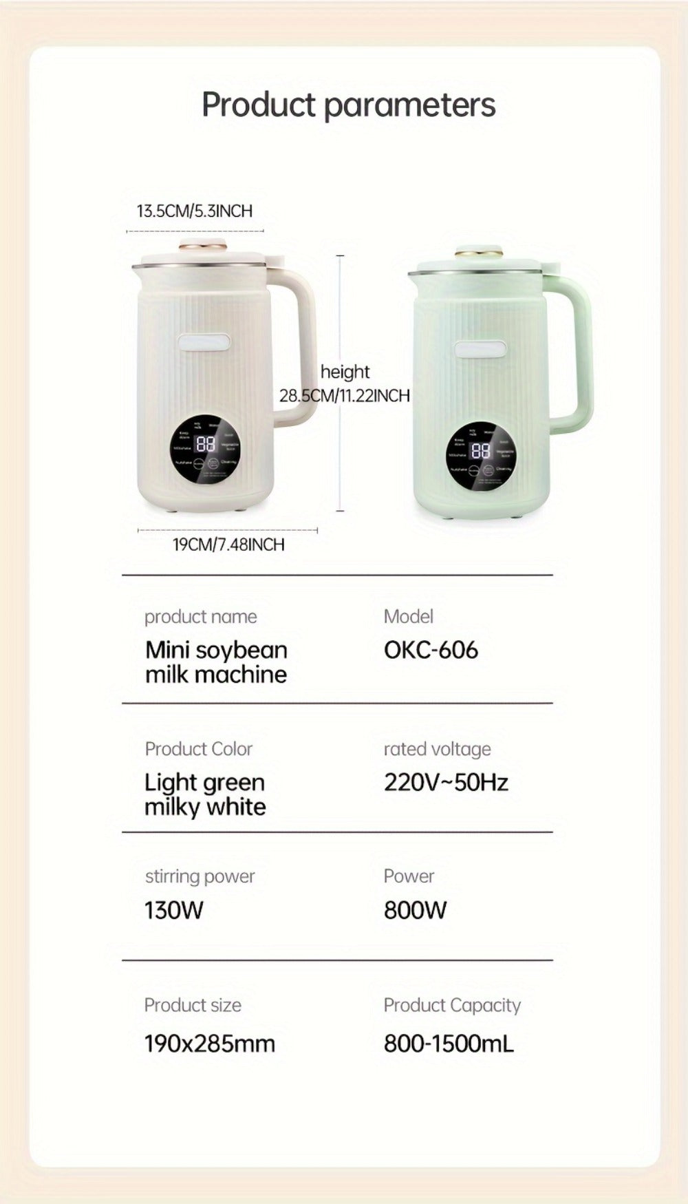 8-in-1 Nut Milk Maker 35oz 8-Blade - Almond Oat Soy Coconut Plant-Based Milk Machine with Delay Start Keep Warm Self-Cleaning Boil Water Function - Non-Dairy Beverage Blender Soy M - product image 15