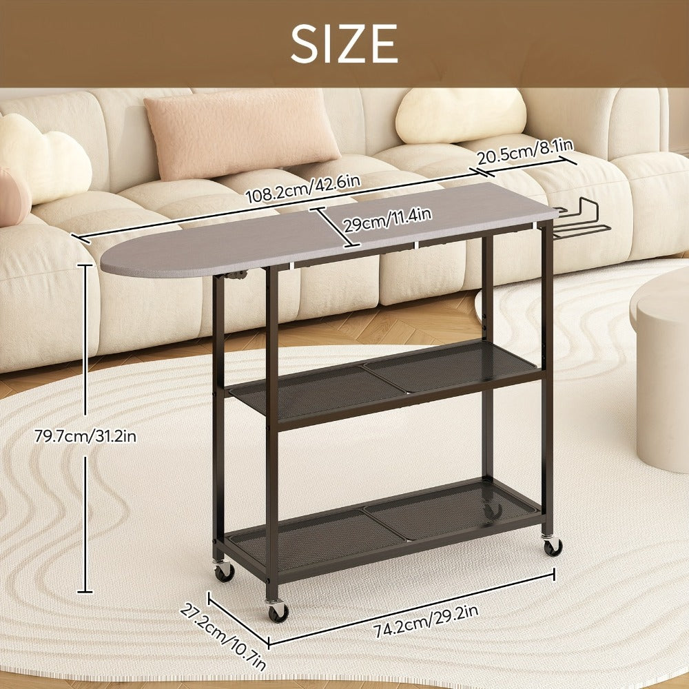 3-Tier Ironing Board Cart with Wheels – Rolling Laundry Station with Multi-Layer Storage Shelves for Living Room, Bedroom & Outdoor Use - product image 3