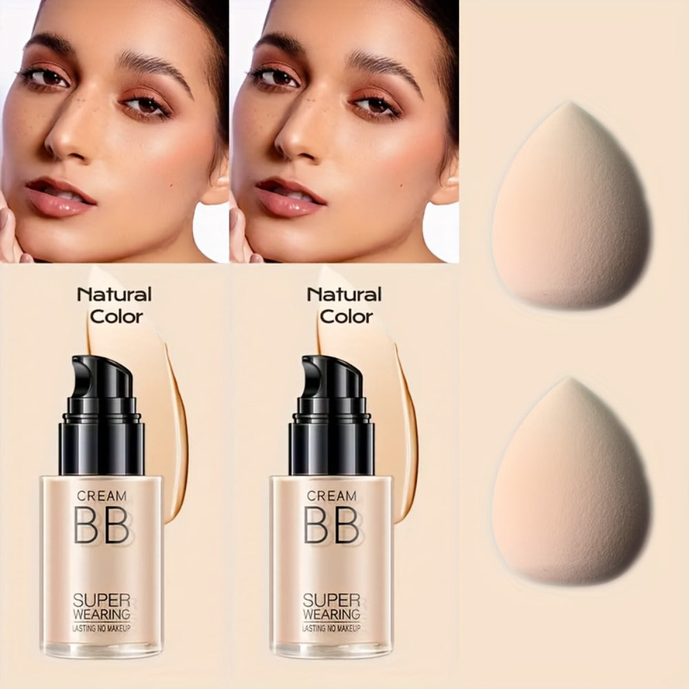 BB Cream Setting Powder Set 2 Pcs with Tools Moisturizing Concealer Oil Free Matte Long Lasting Face Makeup for Women Light Natural Skin Tone Birthday Holiday Gift - product image 7