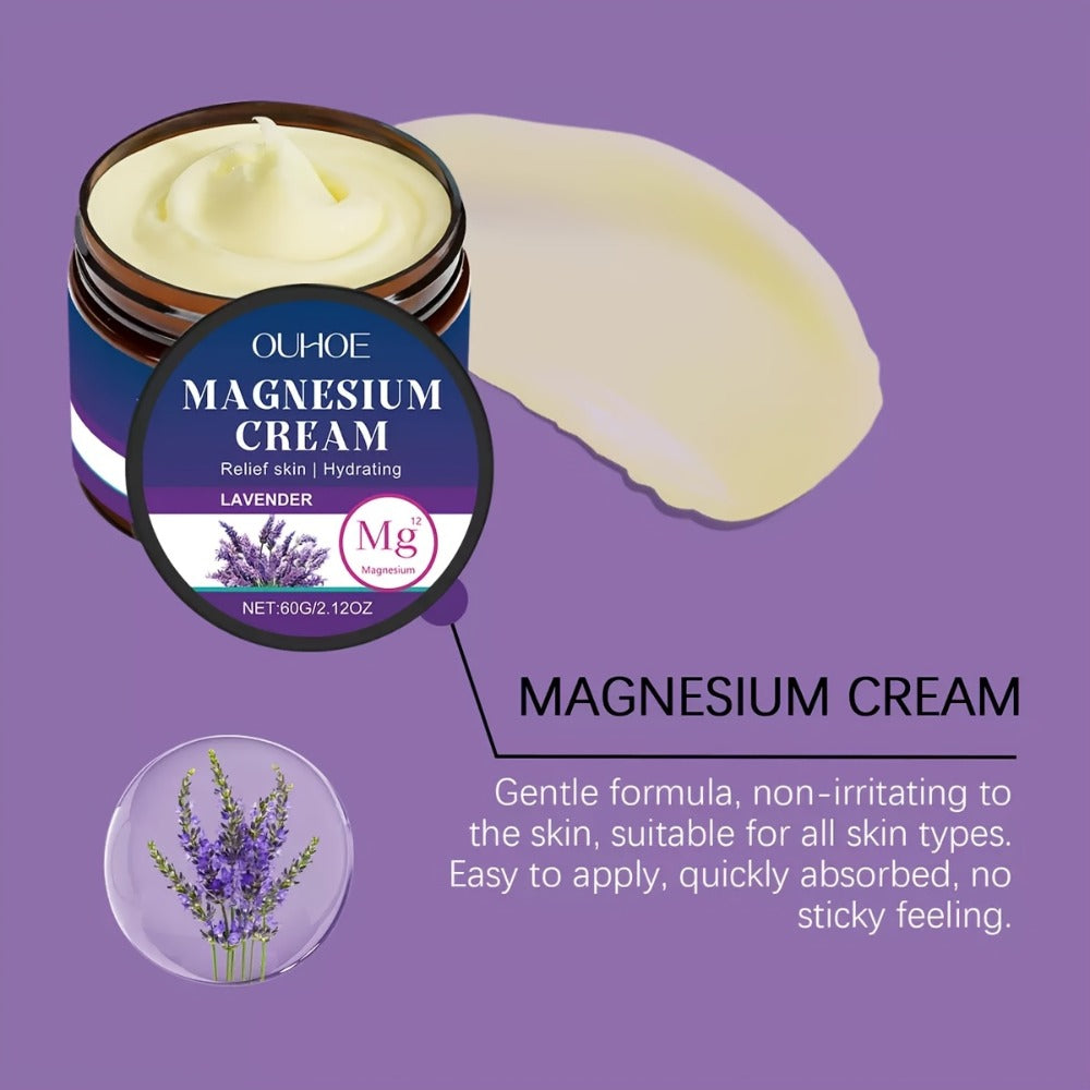Magnesium Lavender Body Cream BOGO Buy One Get One Free - Plant Squalane Muscle Relief Massage Lotion Long-Lasting Hydration for Athletes Seniors Daily Moisturizer - product image 2
