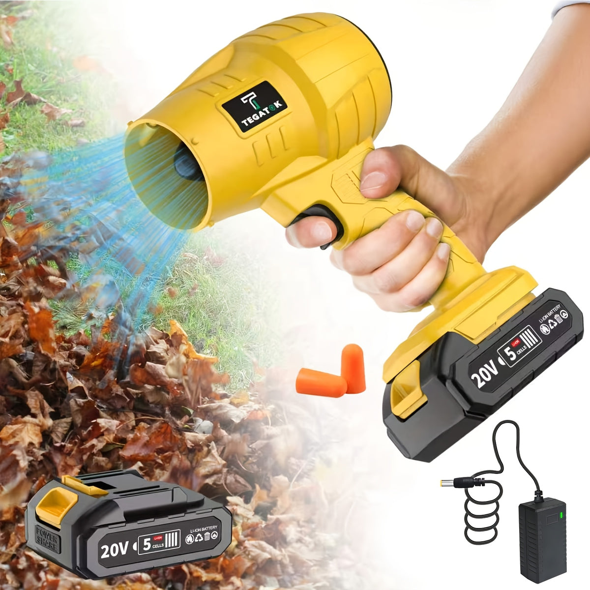 Turbo Blower, 20000RPM Electric Cordless Leaf Blower, 20V 2.0/4.0AH Battery Jet Dry Blower, High Pressure Air Blower, Jet Blower Car Dryer, Hand Held Snow Blower, Home Outdoor