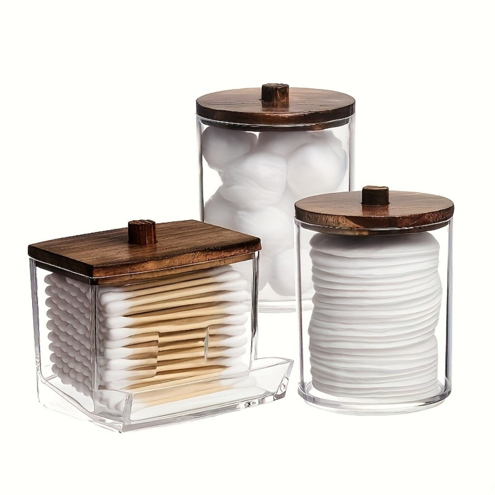 Glass Jars with Bamboo Lids 6 Piece Set – Sealed Dustproof Clear Glass Storage Containers for Bathroom Vanity, Cotton Swabs, Cosmetics, Spices & Kitchen – Airtight Eco-Friendly Org - product image 3