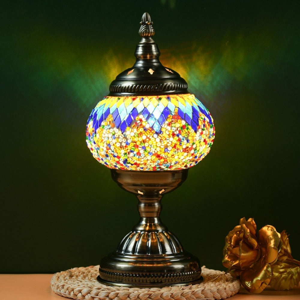 Mosaic Table Lamp Handcrafted Turkish Glass Bedside Lamp 3-Color Dimmable with Metal Base Bulb Included - product image 13