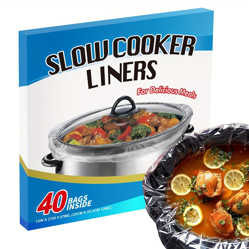 Slow Cooker Liners 40-Pack 13x21 Inch Disposable Cooking Bags – BPA-Free Heat Resistant Pot Liners Fit 3-8 Quart Oval & Round Slow Cookers | Easy Cleanup Crockpot Liners Kitchen Co - product image